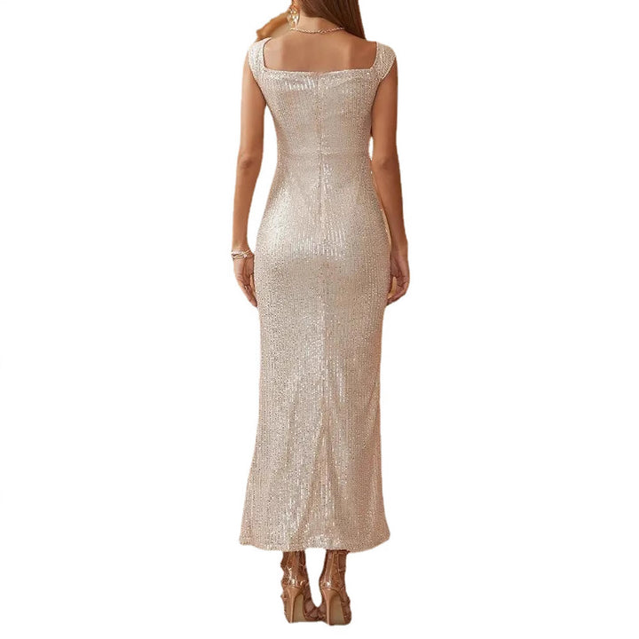 Damen Glamouröses Abendkleid mit funkelnden Pailletten und hohem Schlitz Drune