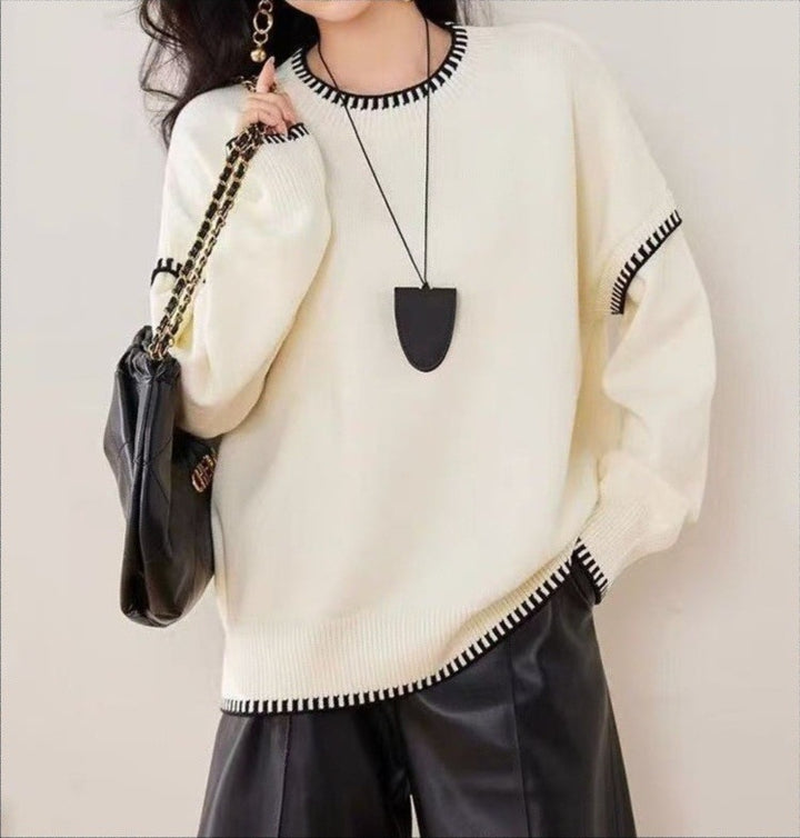 Damen kuscheliger Pullover mit strukturiertem Saum und modernen Akzenten Drune