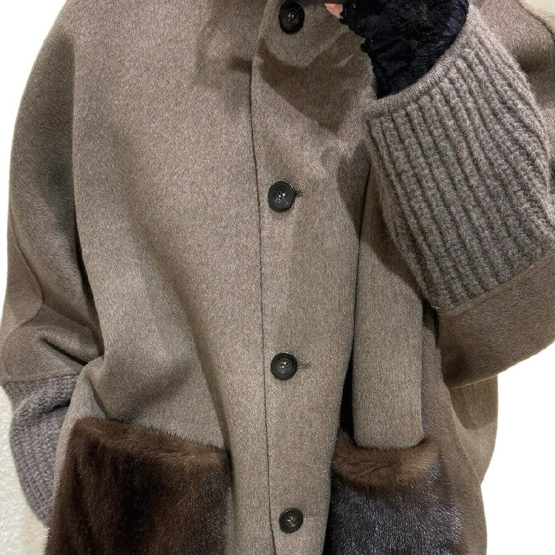 Damen Übergröße Wolljacke mit einzigartigen Details Drune