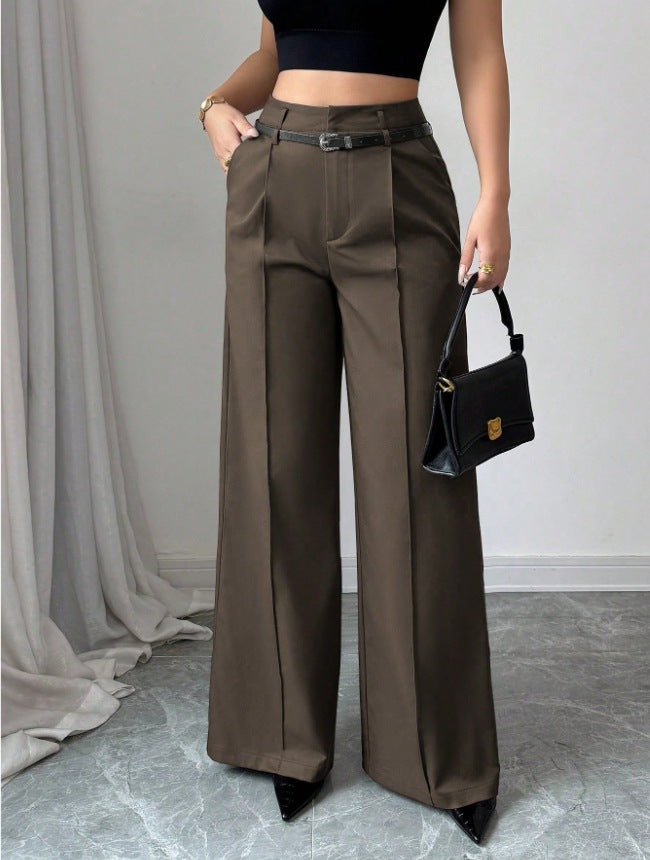Damen elegante weite Hose mit Bindegürtel Drune
