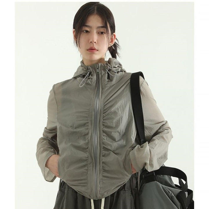 Damen luftige cropped Jacke mit verstellbarem Bund Drune