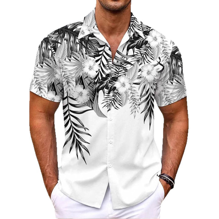 Herren Kurzarmhemd mit tropischem Blumendesign Drune