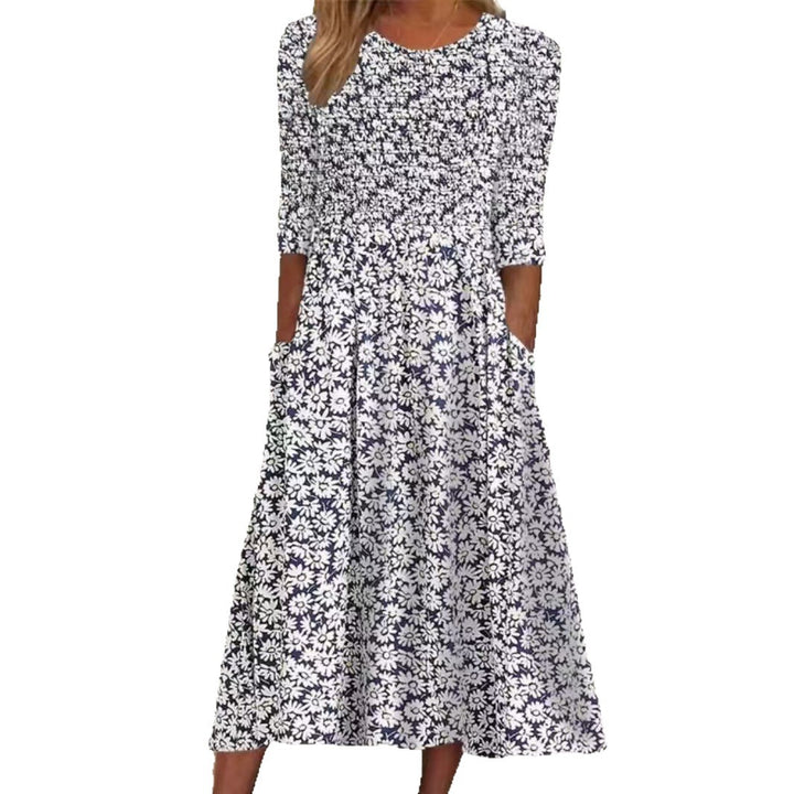 Damen Midi-Kleid mit Blumenmuster und Taschen Drune