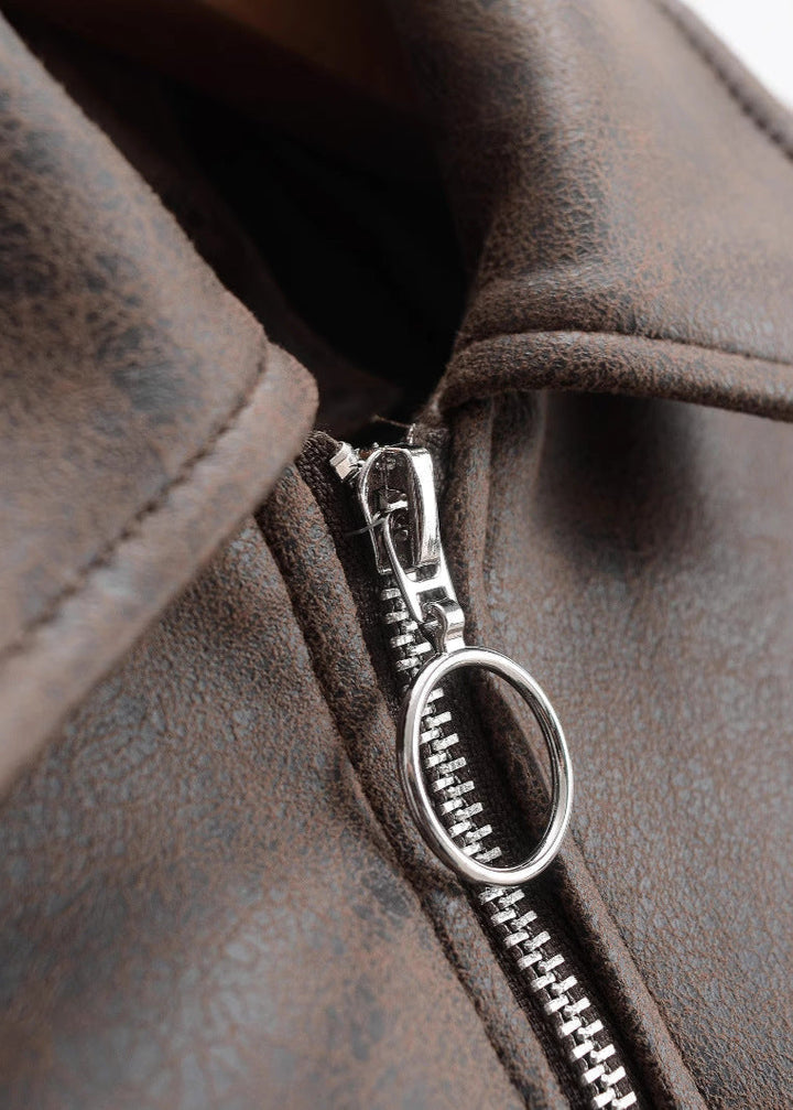 Drune | Vintage Kunstleder Bomberjacke