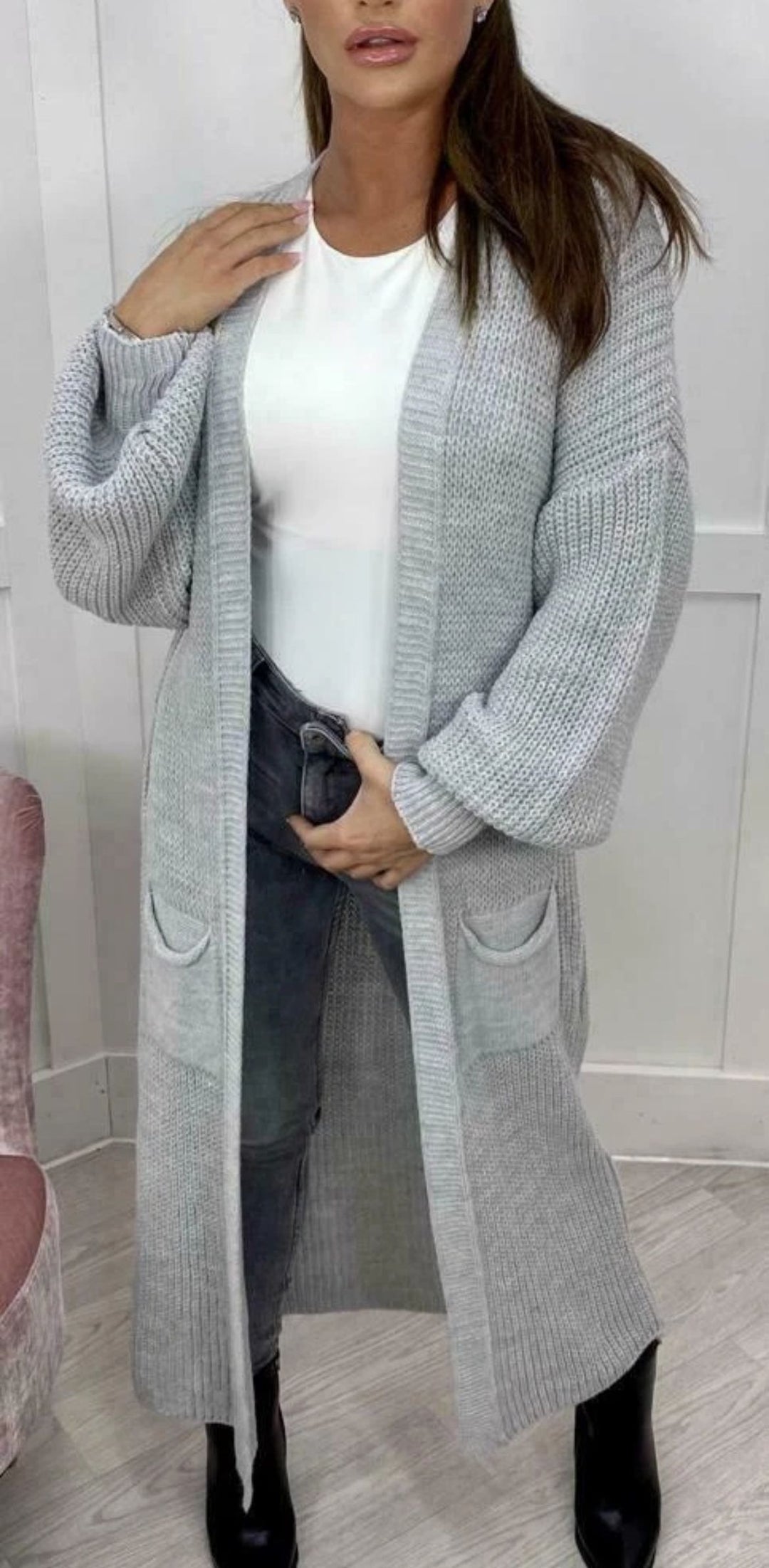 Damen Grobstrickmantel im lässigen offenen Design Drune