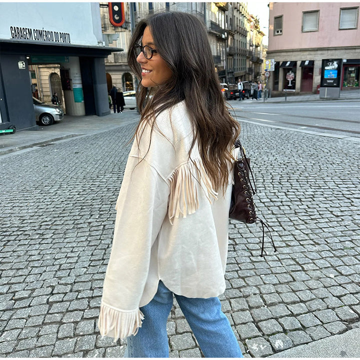 Damen Fransenjacke aus weichem Lederimitat Drune