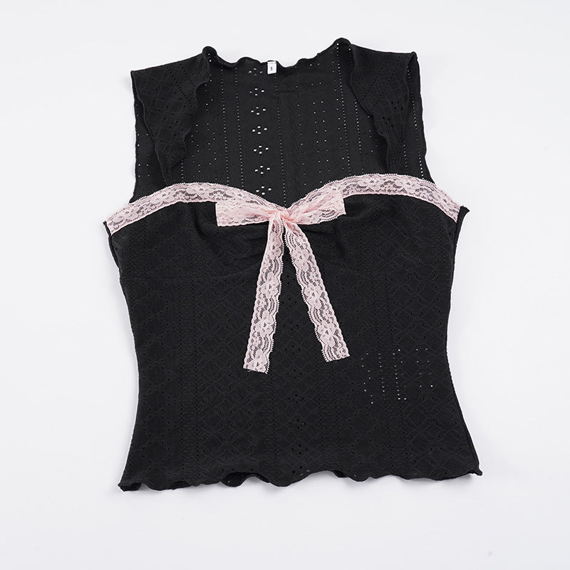 Damen Spitzen-Camisole mit dekorativem Bindeband Drune