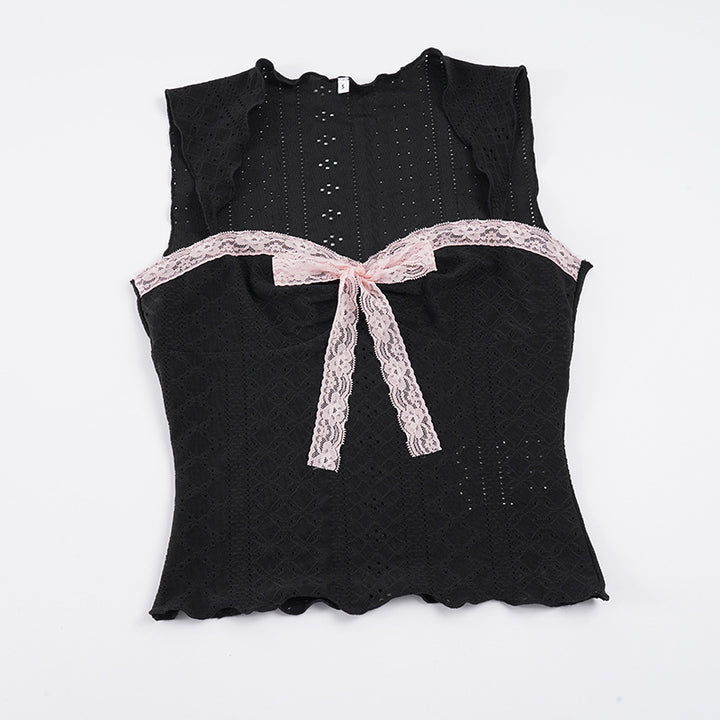 Damen Spitzen-Camisole mit dekorativem Bindeband Drune