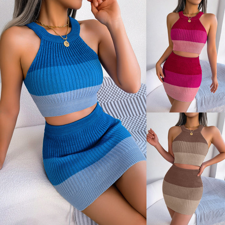 Damen Strickoberteil und Minirock im modernen Rippdesign Drune