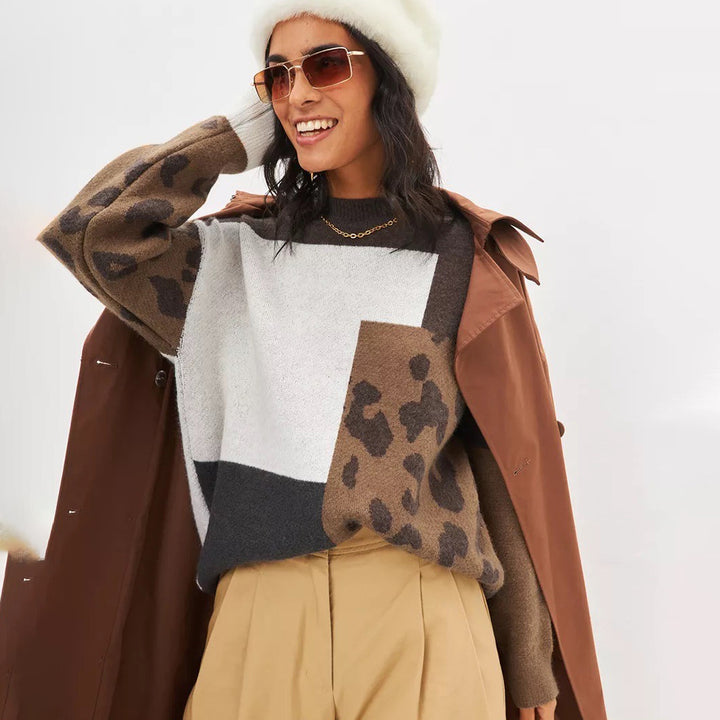 Damen Pullover mit kreativen Mustermix und komfortablem Schnitt Drune