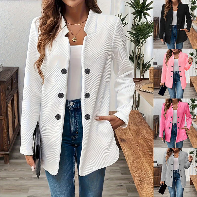 Damen klassischer Blazer mit strukturiertem Design und modernen Knopfdetails Drune