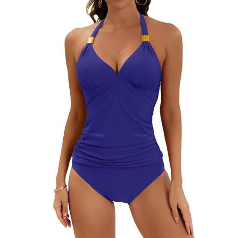 Damen Tankini mit gerafftem Oberteil und hohem Bund Drune