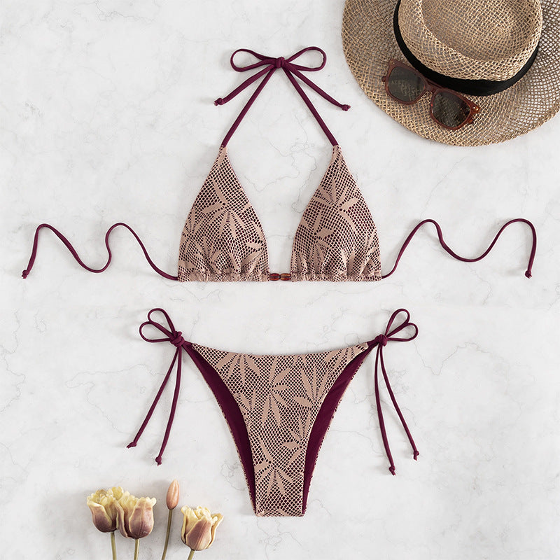 Damen Bikini-Set mit verspieltem Netzdesign und verstellbaren Bindebändern Drune