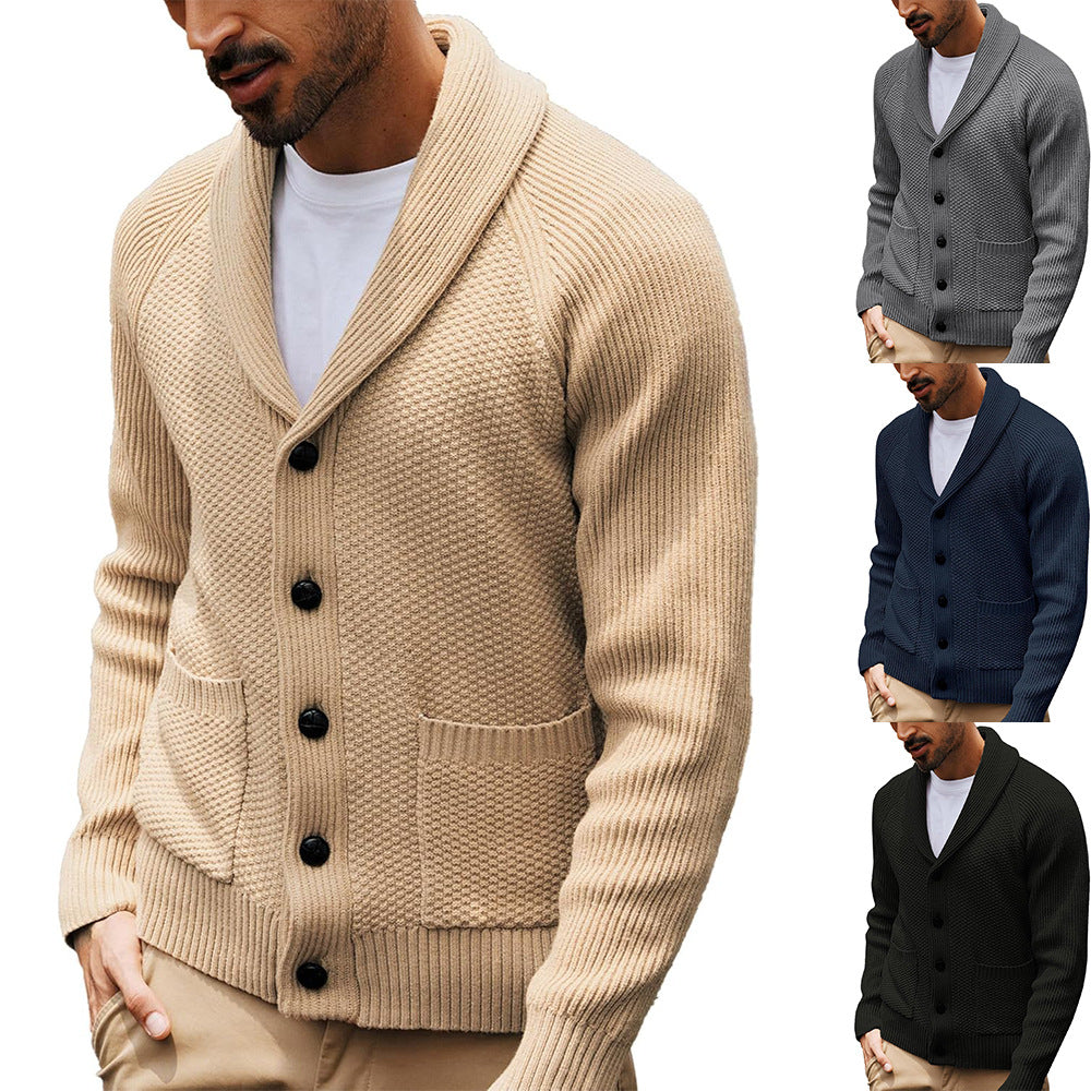 Herren Strickjacke mit strukturiertem Design und praktischem Schalkragen Drune