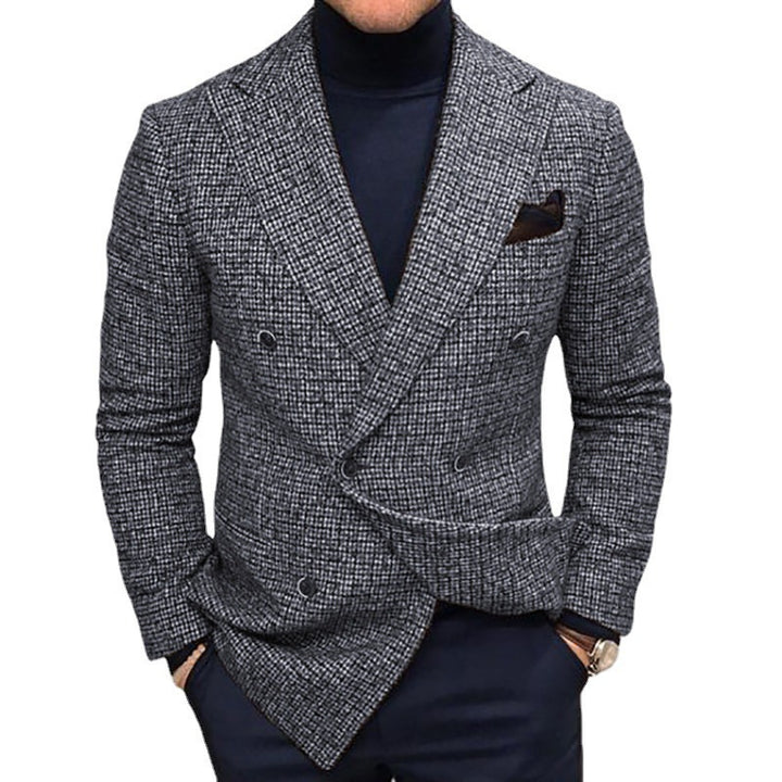 Herren eleganter Doppeltbreasted Blazer mit modernem Karomuster Drune