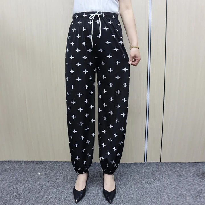 Damen Bequeme Freizeithose mit Paris-Motiv und elastischem Bund Drune