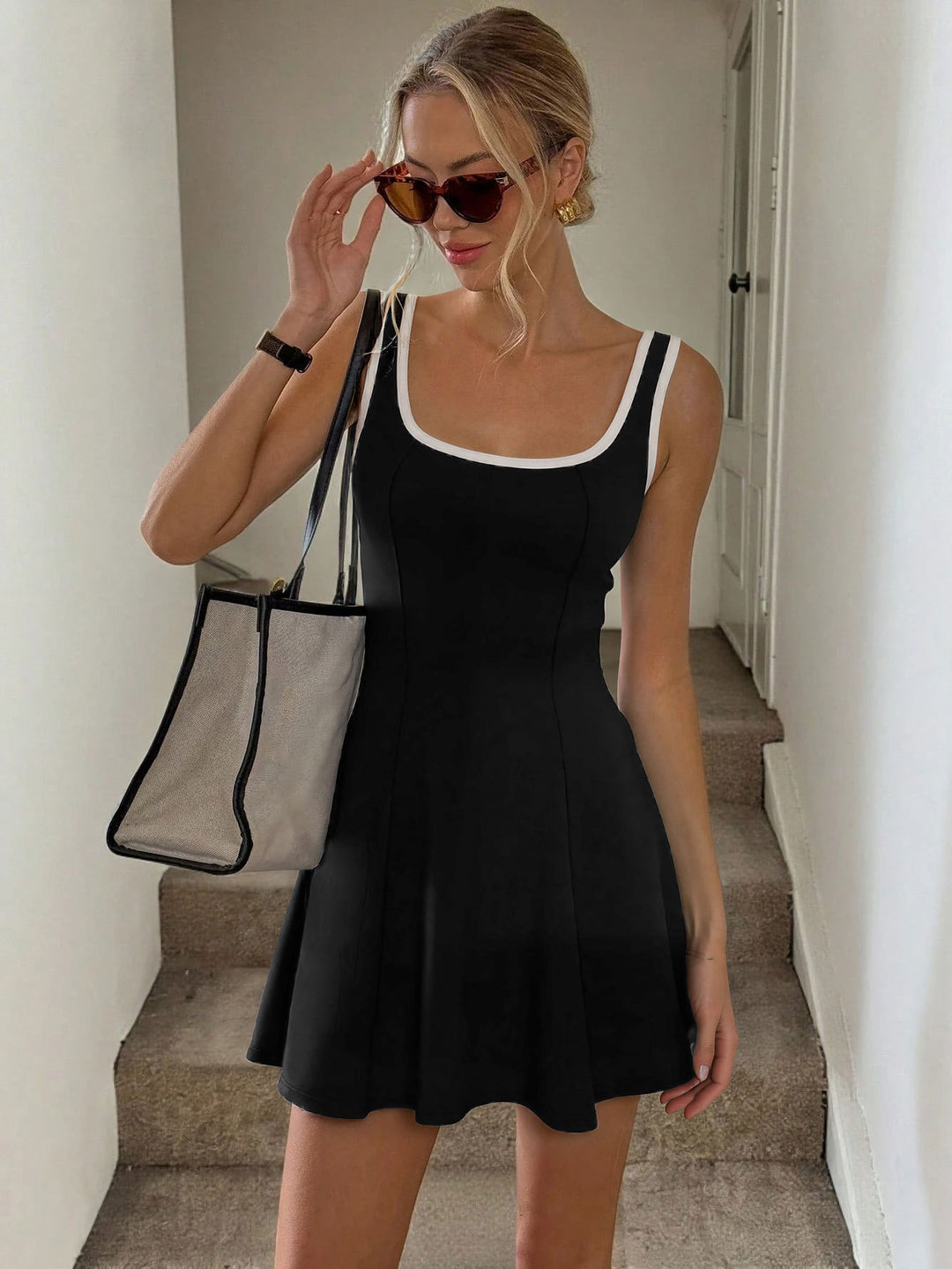 Damen Sportliches Sommerkleid mit figurformender Silhouette und bequemem Schnitt Drune