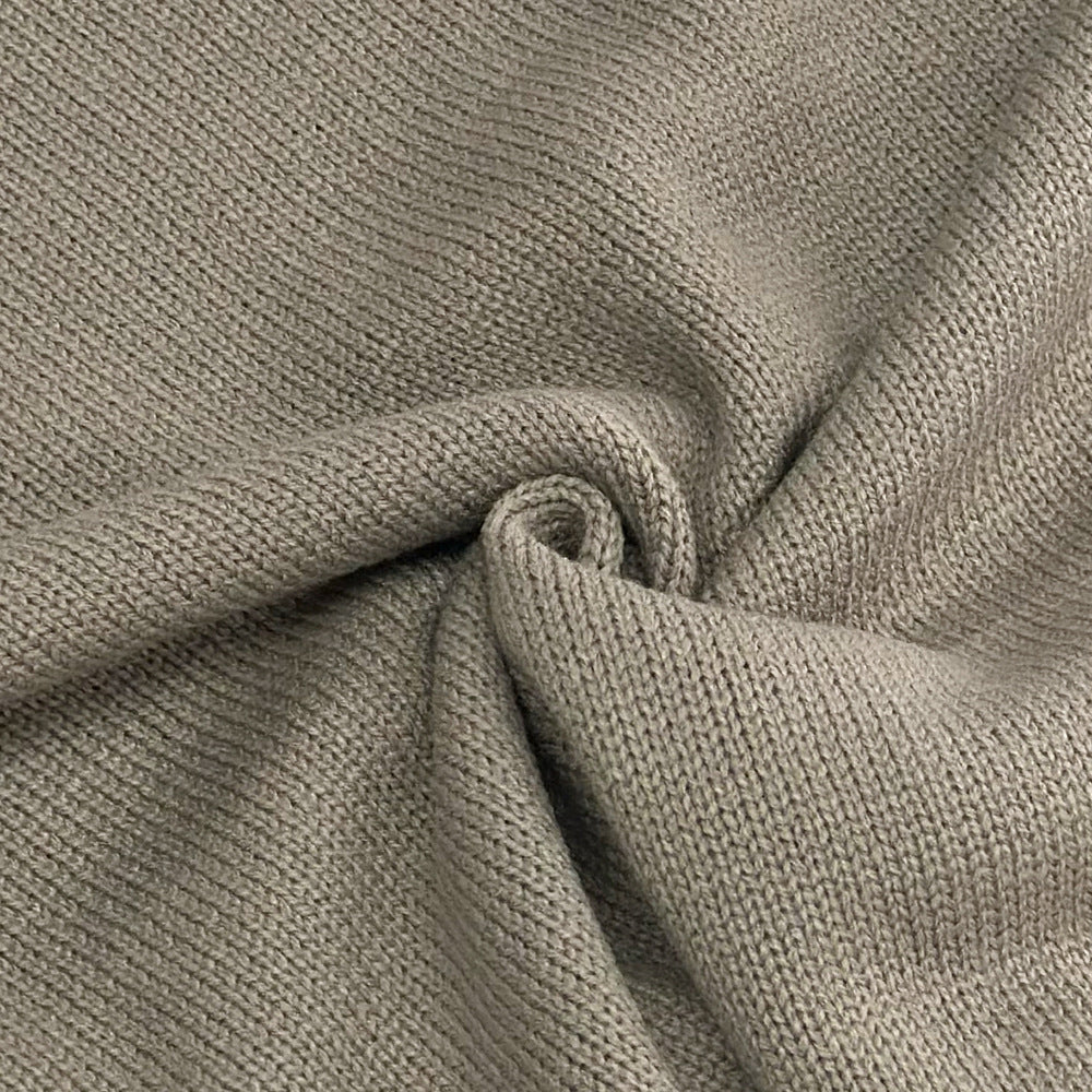 Damen Stilvolles Strickset mit hohem Kragen und weiter Hose Drune