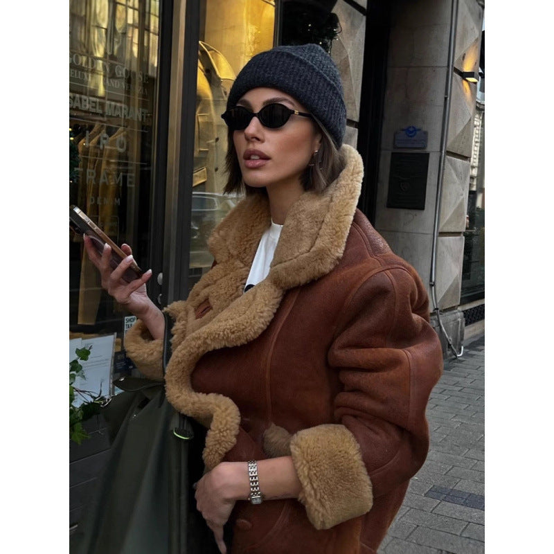 Damen lässiger Pelzmantel mit oversized Schnitt Drune