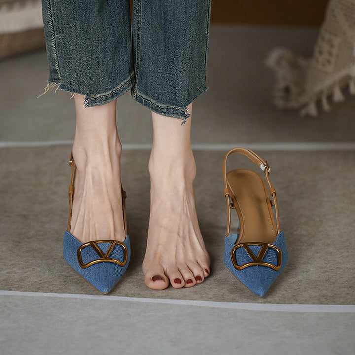 Damen Slingback Pumps mit eleganter quadratischer Zehenpartie und hochwertigem Riemen Drune