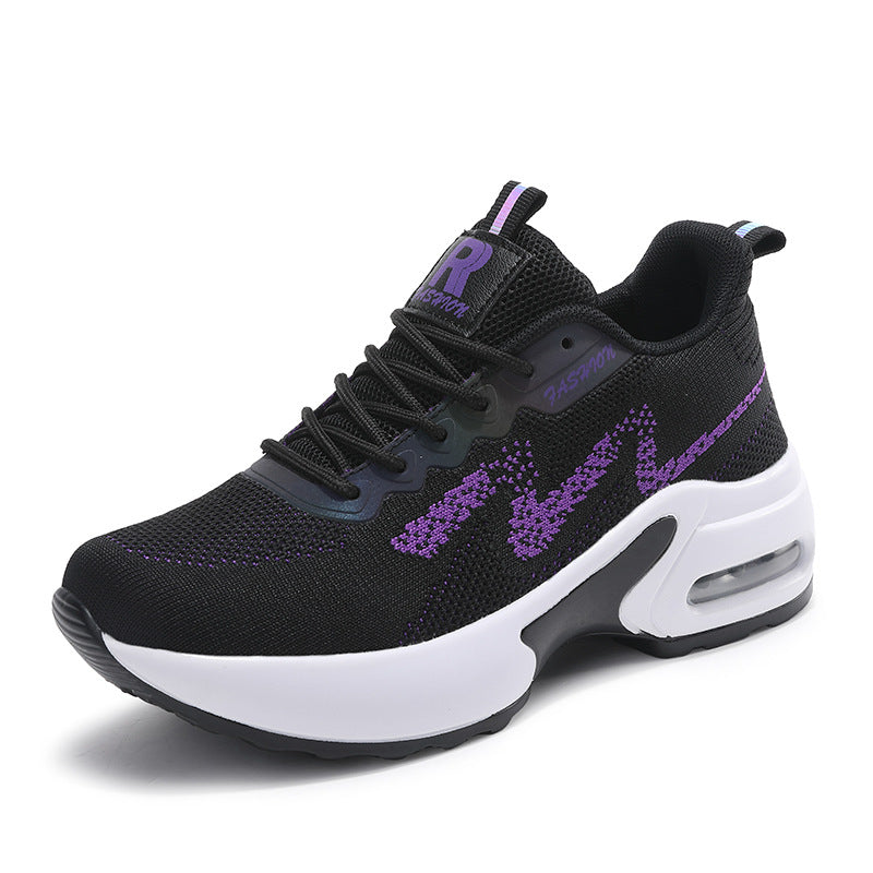 Damen nan modischer Strick-Fitness-Sneaker mit ergonomischer Rocker-Sohle und integrierter Dämpfungskammer Drune