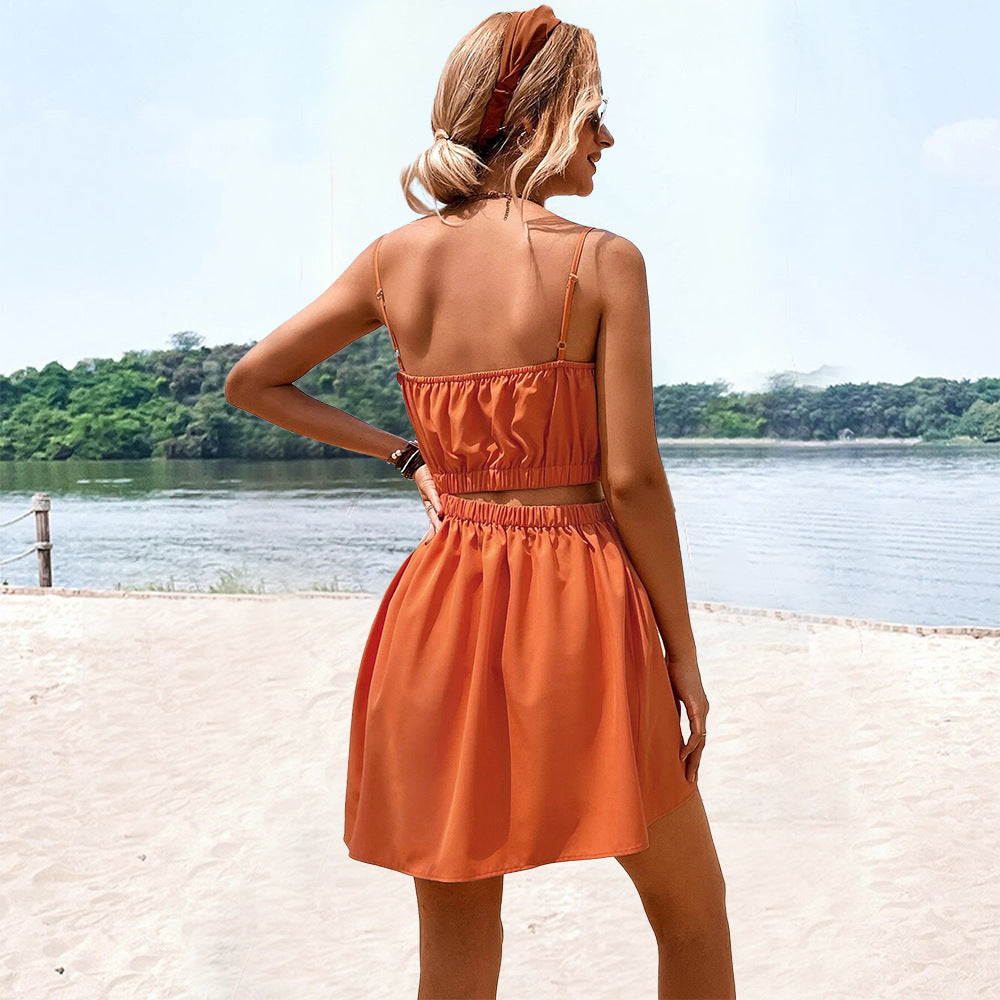 Damen Sommerliches Kleid mit schickem Gummizug und eleganter Silhouette Drune