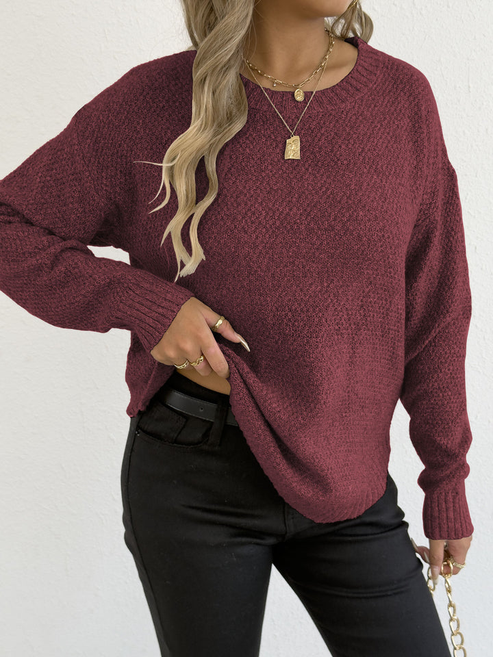Damen lässiger Strickpullover mit hochwertigem Strukturmuster Drune