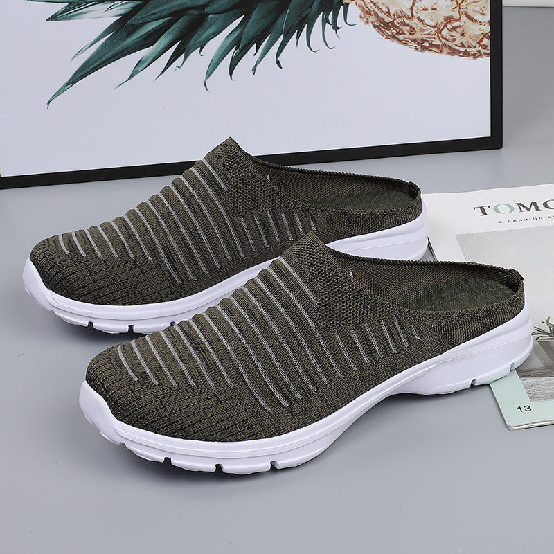 Damen nan gestrickter Schlupf-Clog mit stoßdämpfender EVA-Zwischensohle und ergonomischer Fersenstütze Drune