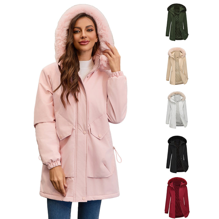 Damen wasserabweisende Parkajacke mit kuscheligem Kunstfellkragen Drune