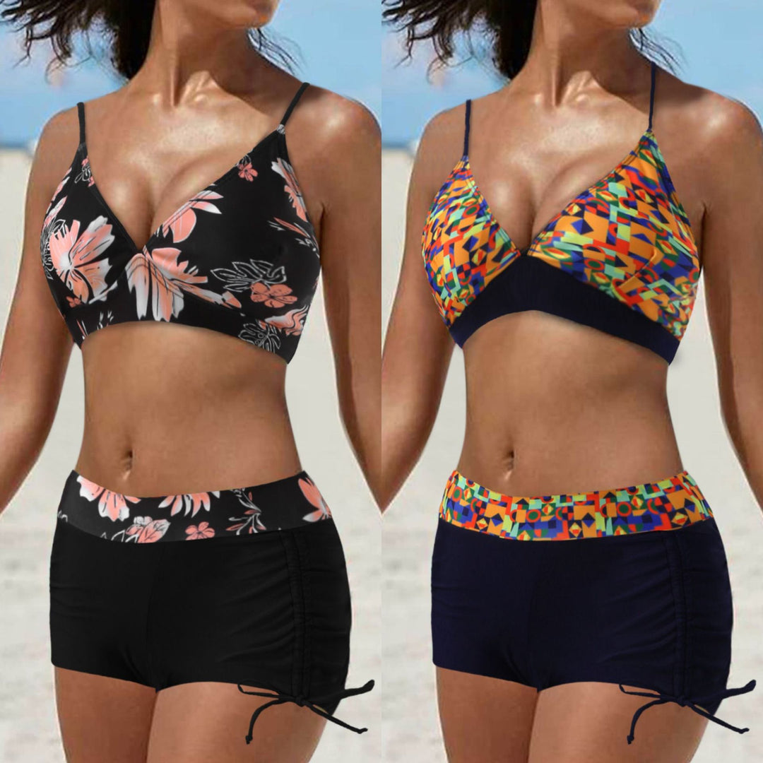 Damen Bikini-Set mit modischem Oberteil und hoch geschnittenen Shorts Drune