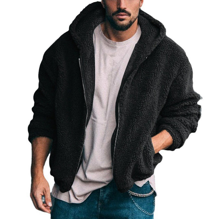 Herren Fleecejacke mit Kapuze und weich strukturiertem Innenfutter Drune