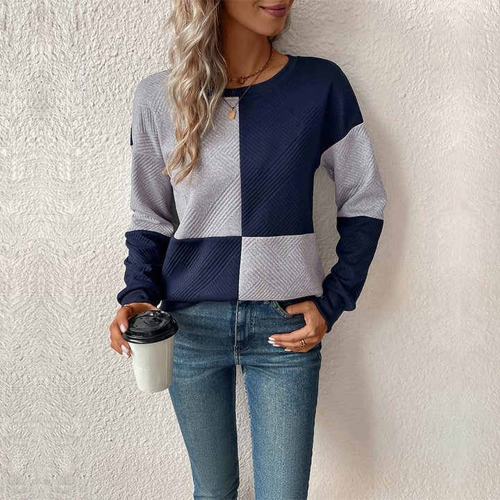 Damen lässiges Sweatshirt mit geometrischem Muster und trendigem Schnitt Drune