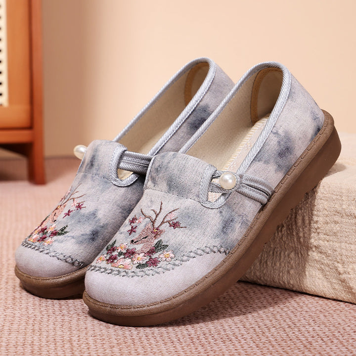Damen nan bestickte Slipper mit Perlendetail, atmungsaktivem Textiloberteil und stoßdämpfender Komfortsohle Drune
