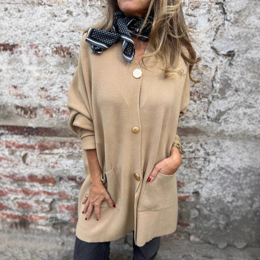 Damen Modische Cardigan mit praktischen Taschen und Knopfverschluss Drune