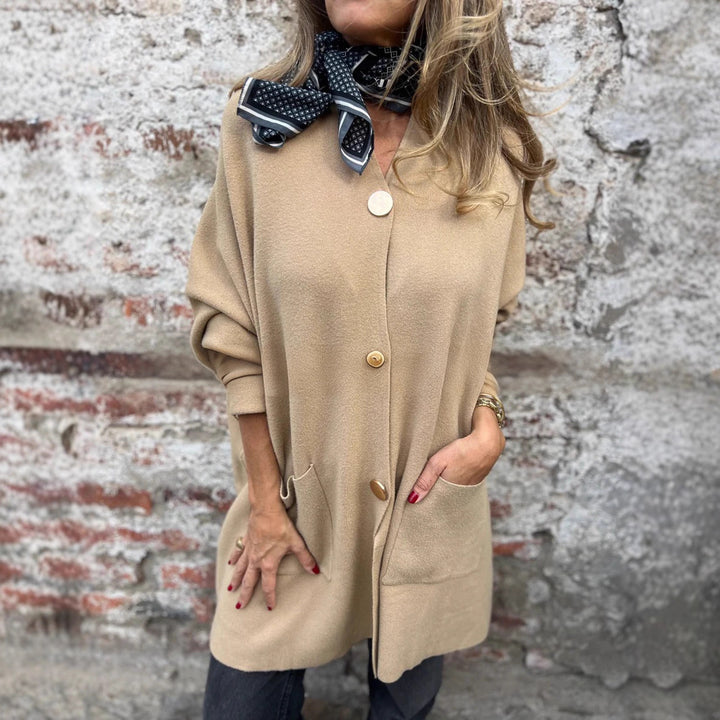 Damen Modische Cardigan mit praktischen Taschen und Knopfverschluss Drune
