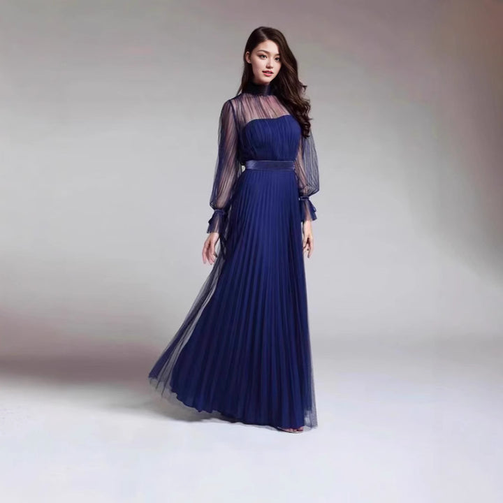 Damen Elegantes Maxikleid mit schimmerndem Chiffon und verspielten Rüschendetails Drune