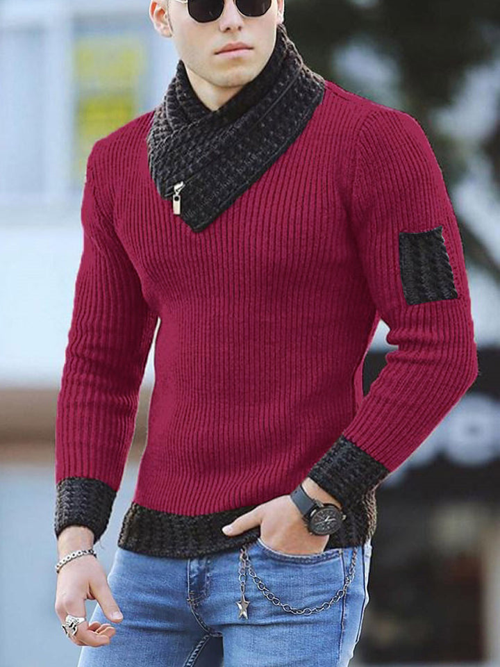 Herren strukturierter Pullover mit modernem Stehkragen Drune