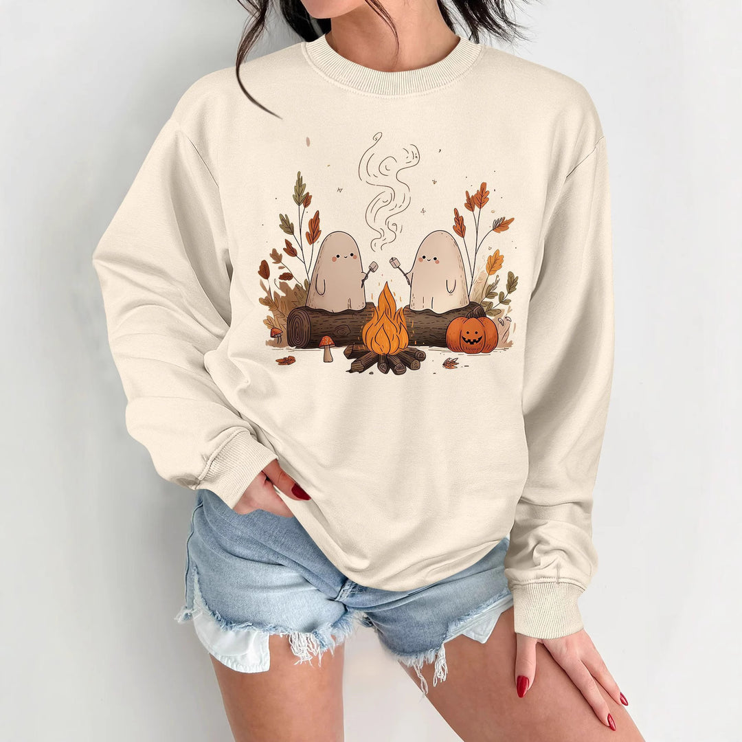 Damen Sweatshirt mit verspieltem Gruselmotiv und bequemer Passform Drune