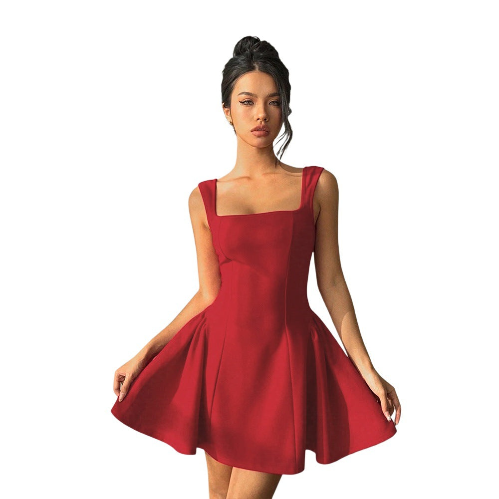 Damen Kleid mit tailliertem Schnitt und elegantem Quadrat-Ausschnitt Drune