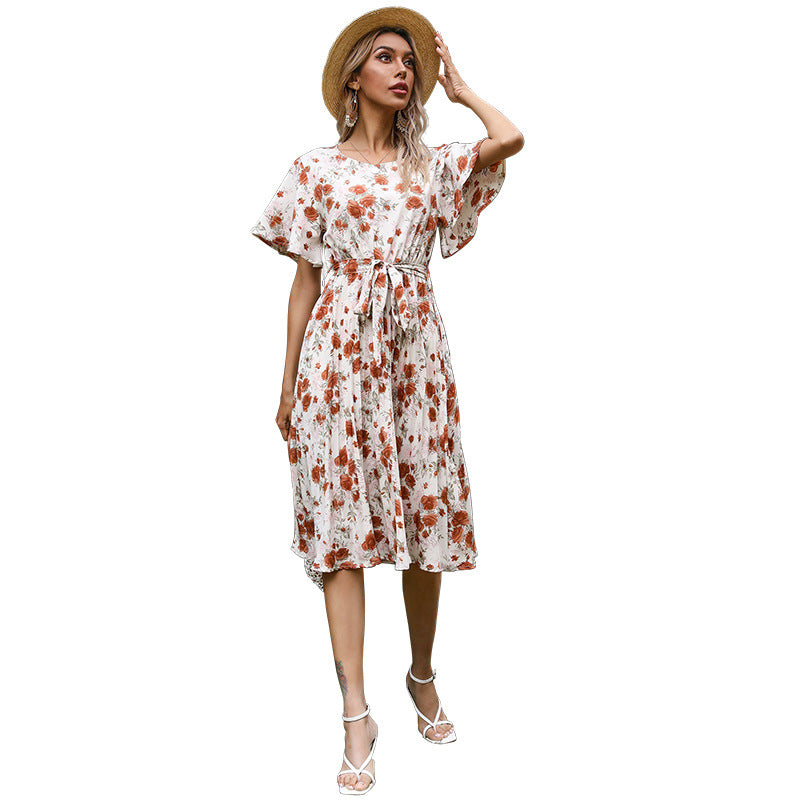 Damen Sommerliches Wickelkleid mit floralem Design und Taillengurt Drune