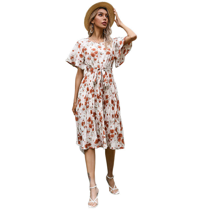 Damen Sommerliches Wickelkleid mit floralem Design und Taillengurt Drune