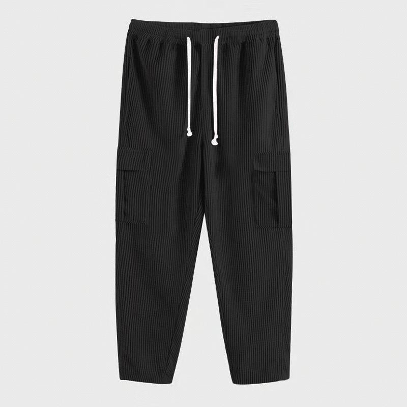 Herren nan Cord-Cargo-Jogginghose mit elastischem Komfortbund, Kordelzug und aufgesetzten Cargotaschen Drune