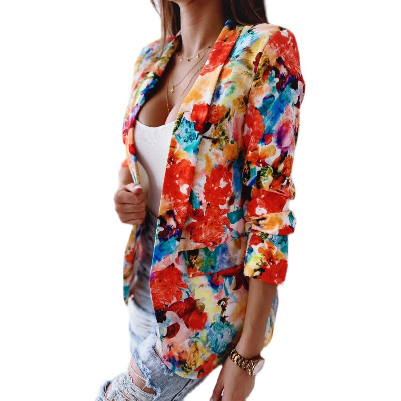 Damen Blazer mit floralem Design und figurschmeichelndem Schnitt Drune