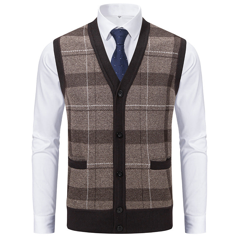 Herren elegante Strickjacke mit modernem Karomuster Drune