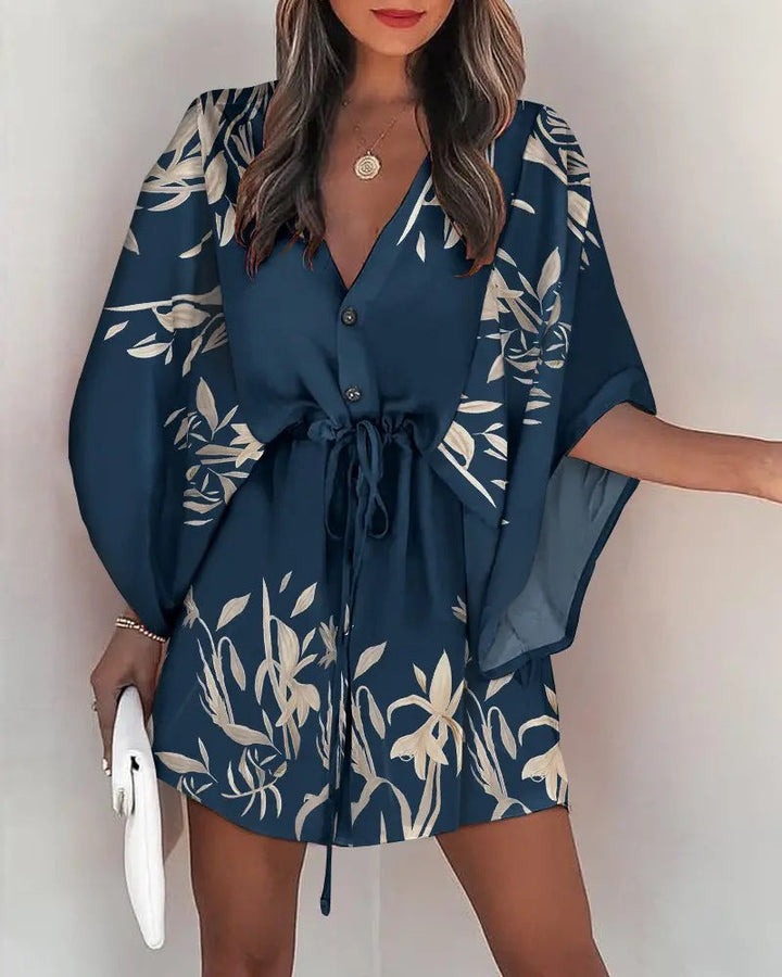 Damen angehendes Strandkleid mit eleganter Taillenbindung und einzigartigem Muster Drune