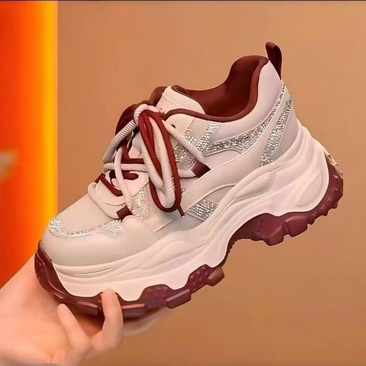 Damen Sportliche Sneakers mit auffälliger Dämpfung und glitzernden Akzenten Drune