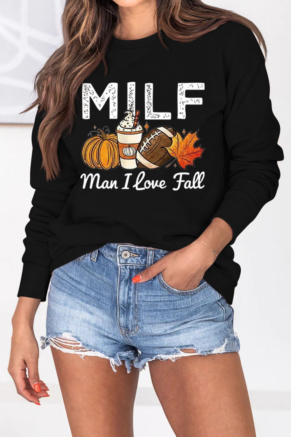 Damen Sweatshirt mit herbstlichem Essenzen-Motiv und inspirierendem Schriftzug Drune