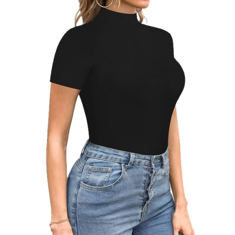 Damen Body mit hohem Kragen und Kurzarm Drune