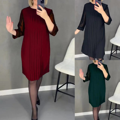 Damen Maxikleid mit elegantem Faltenwurf und transparenten Ärmeln Drune
