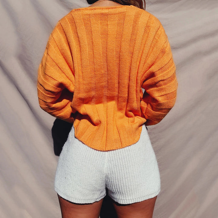 Damen cropped Strickpullover mit weitem Schnitt Drune